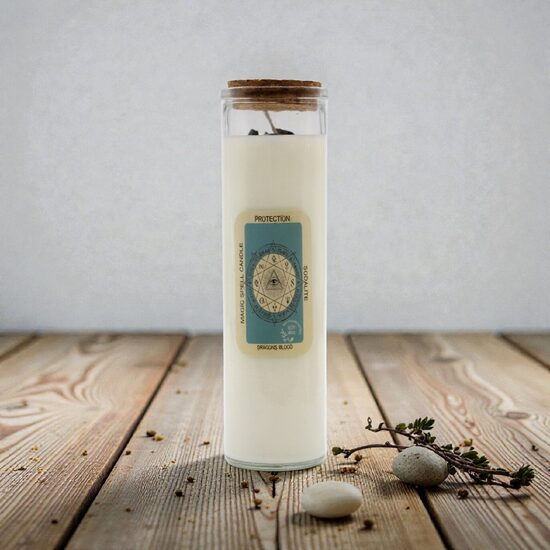 Burvju burvestību svece – Aizsardzība (sojas vasks ar sodalītu un pūķa asinīm)